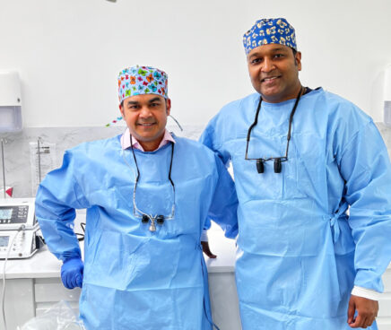Dr. Val and Dr. Prakash in the surgical suite