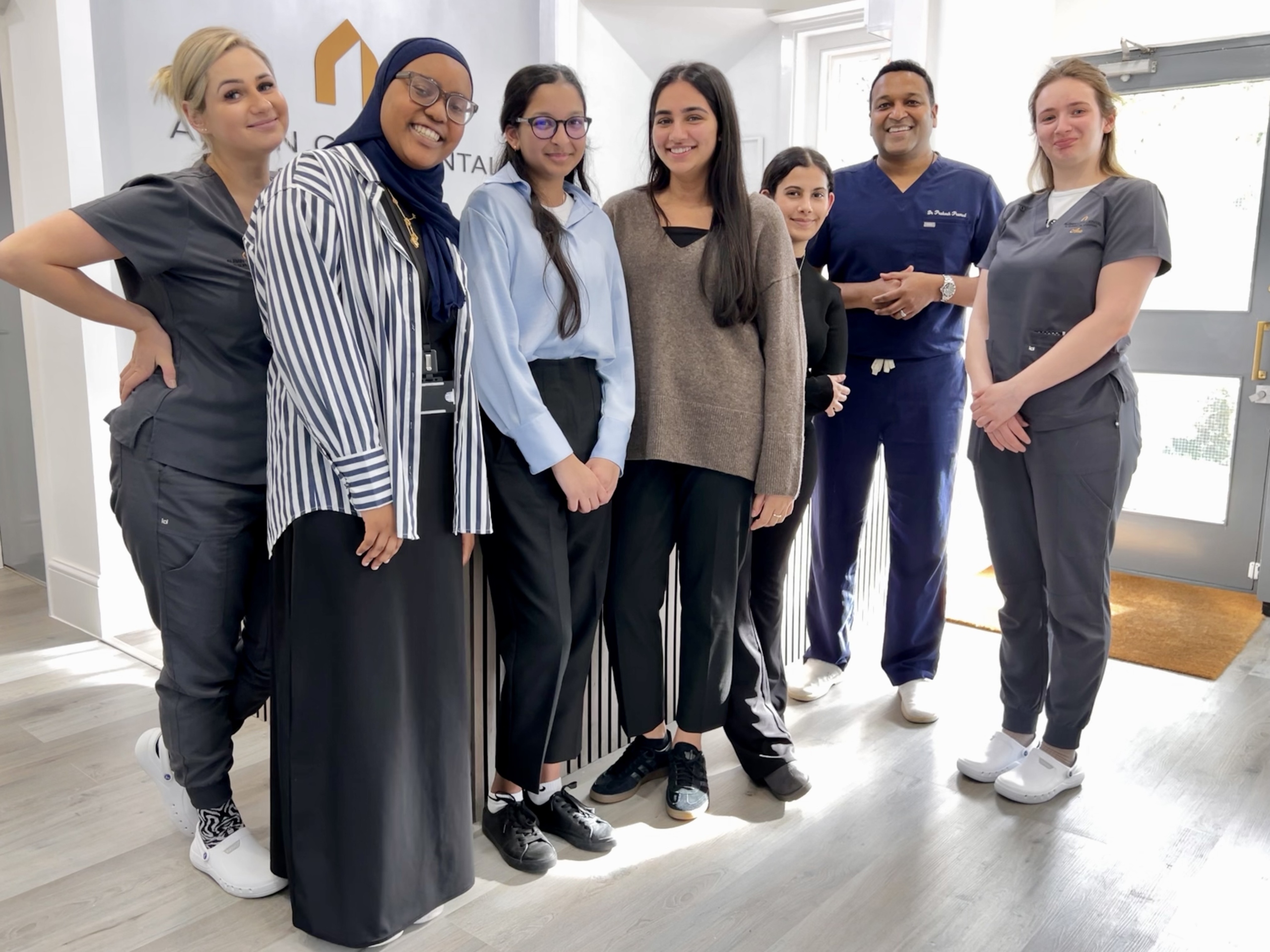 Work experience students with the team at Alban City Dental