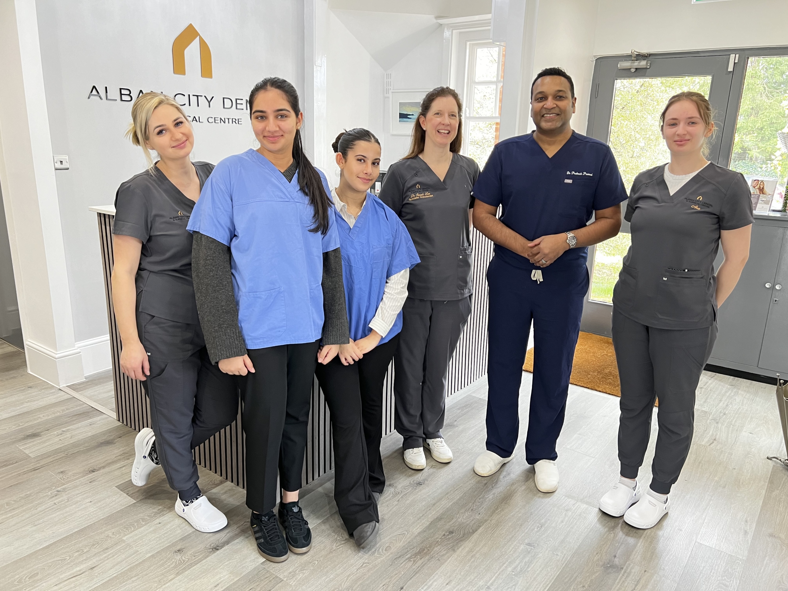 Work experience students with the team at Alban City Dental